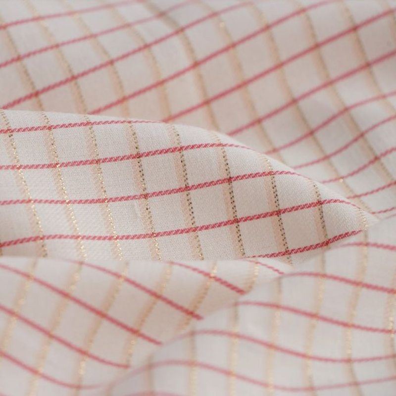 Barrette Nœud - Carreaux rose/doré