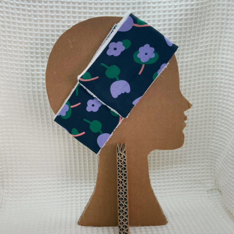 Bandeau de soin - Noir fleur violette