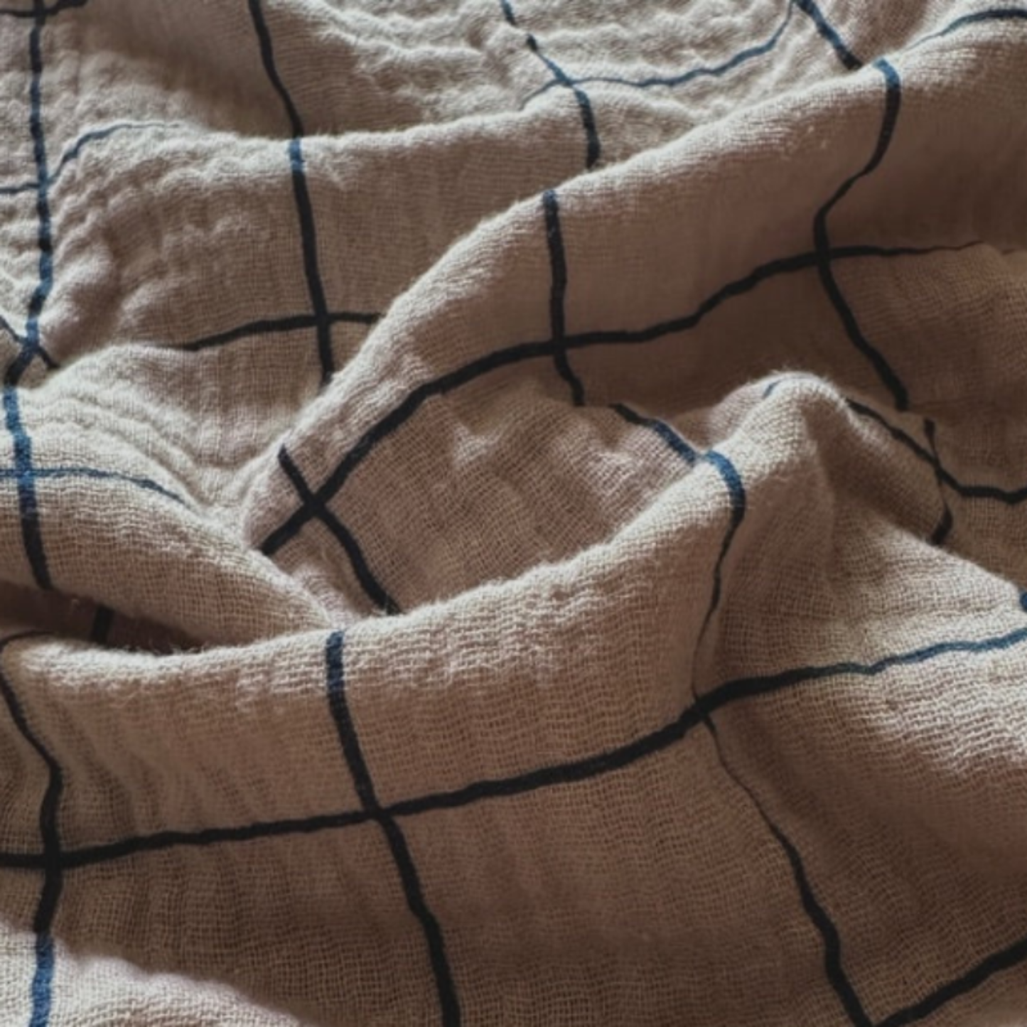 Tour de cou - Beige carreaux bleu