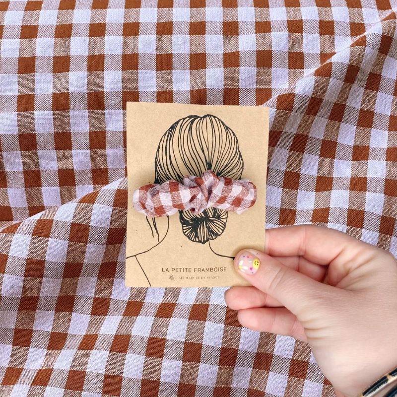 Pince Scrunchy - Vichy mauve/marron