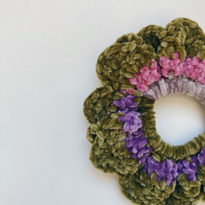 Chouchou Crochet doudou - Kaki/violet/gris/rose