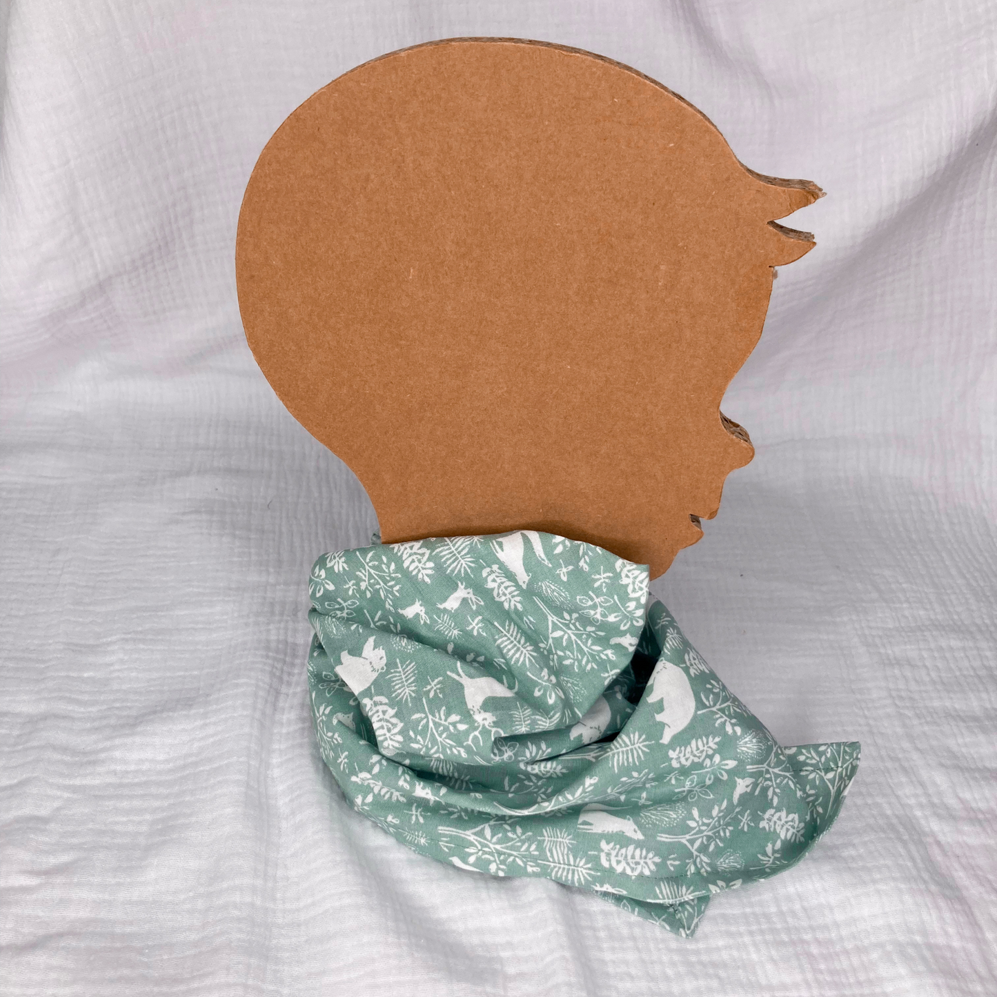 Bandana / Foulard enfant – Vert sauge motif animaux foret