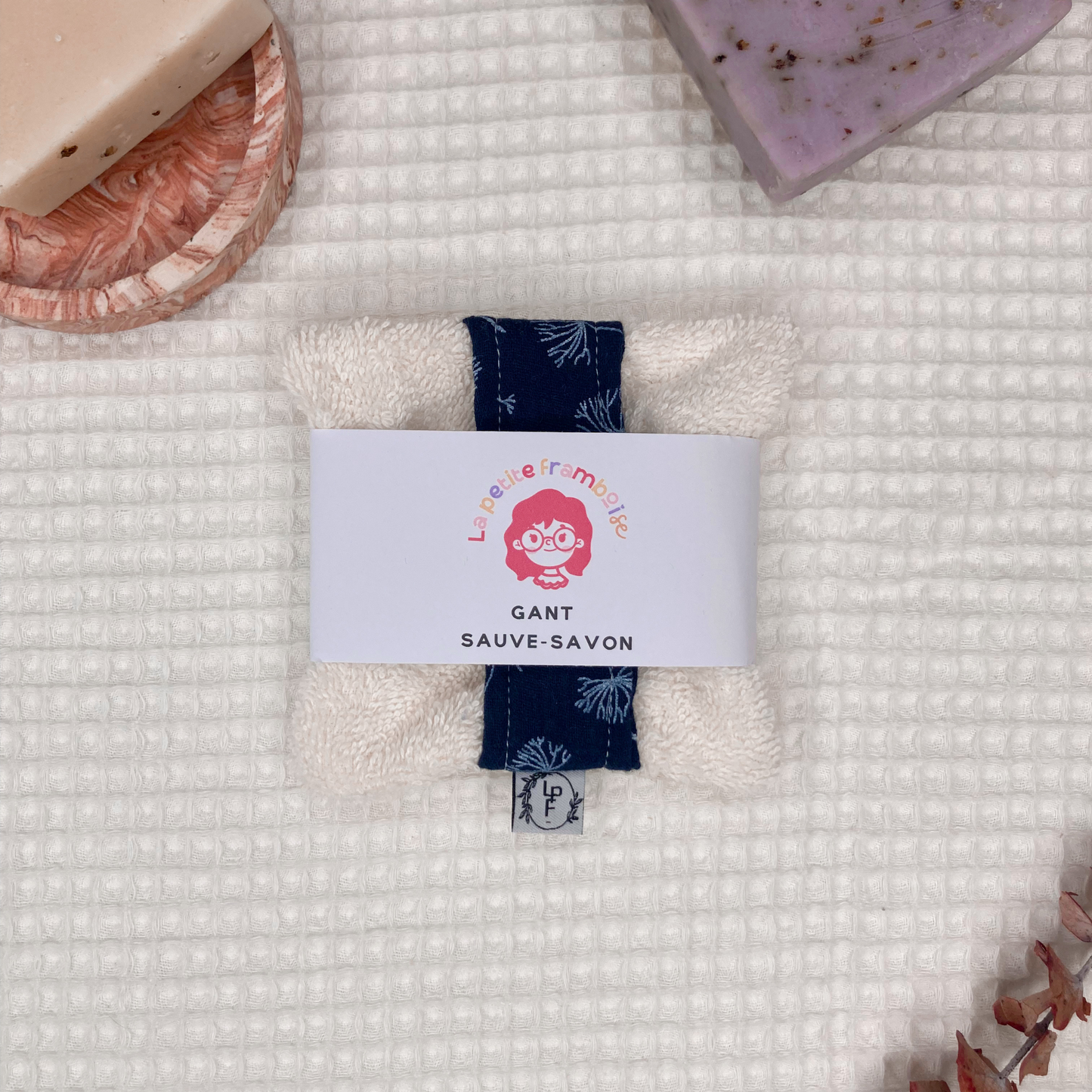 Gant Sauve-Savon Multi-Usages - Bleu marine motif pissenlit