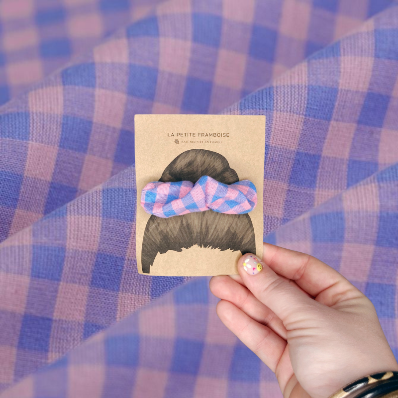 Pince Scrunchy - Vichy rose/bleu