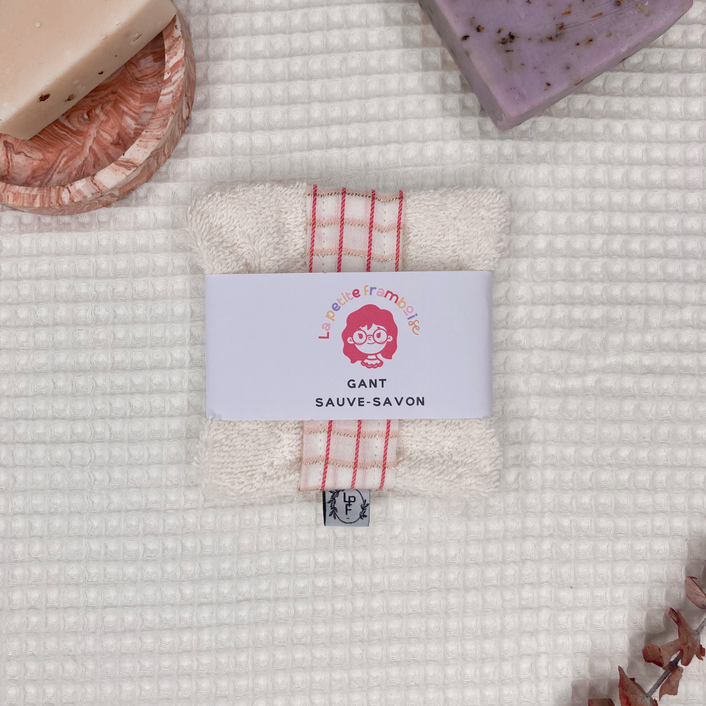 Gant Sauve-Savon Multi-Usages - Carreaux rose/doré