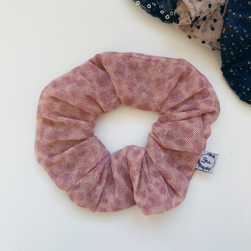 Chouchou Tissu - Léopard rose
