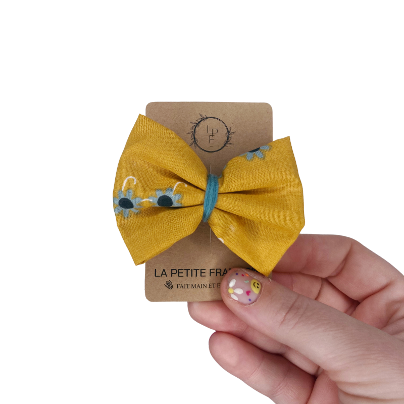 Barrette Nœud - Jaune moutarde / lunette
