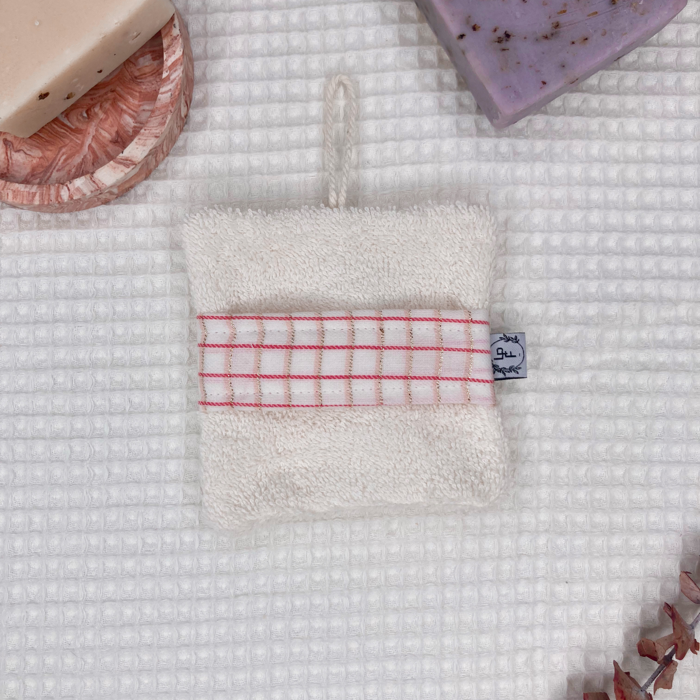 Gant Sauve-Savon Multi-Usages - Carreaux rose/doré