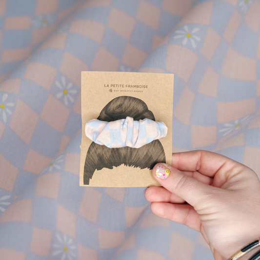 Pince Scrunchy - Vichy rose/bleu