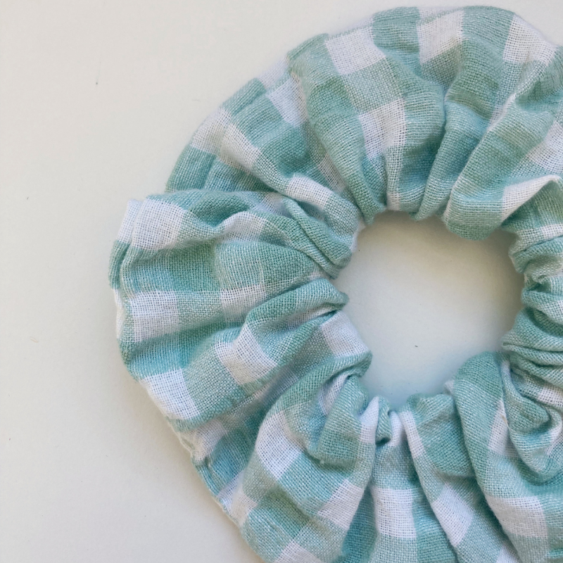Chouchou Tissu - Vichy turquoise