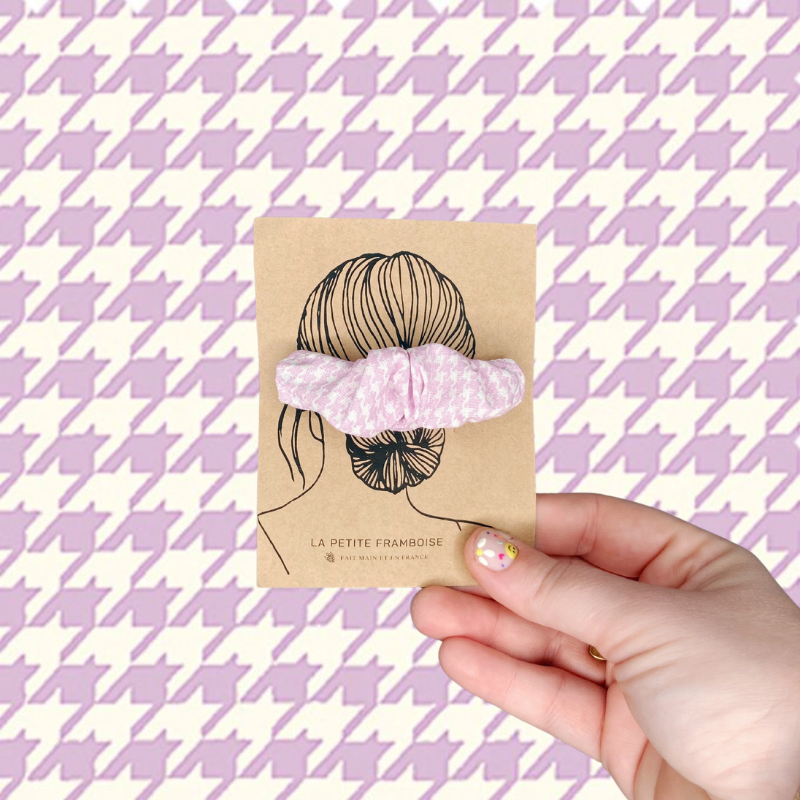 Pince Scrunchy - Pied de poule Parme