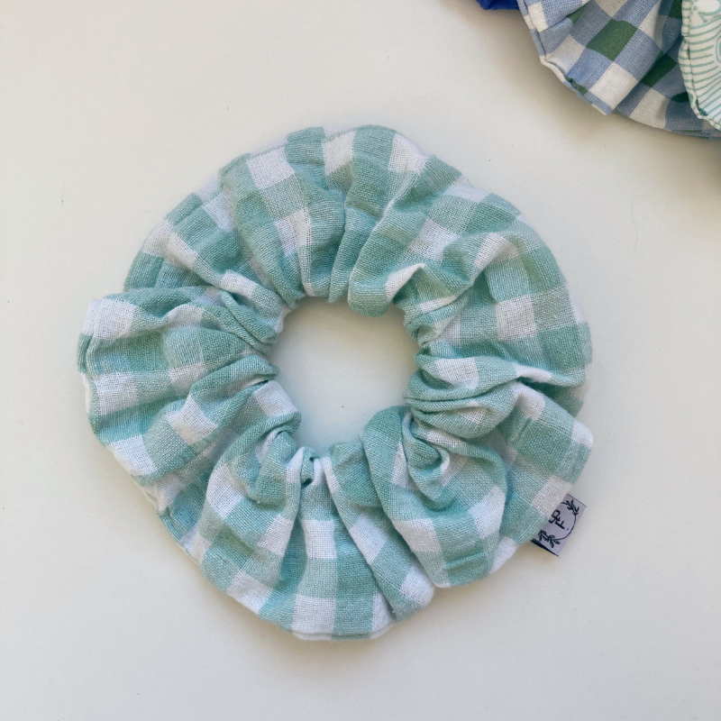 Chouchou Tissu - Vichy turquoise