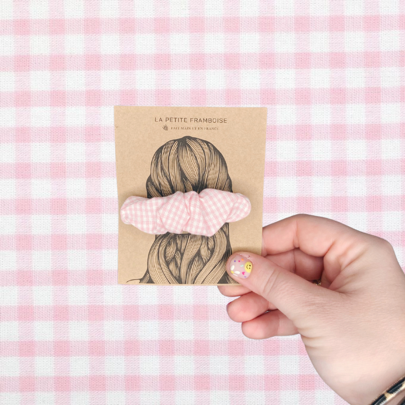 Pince Scrunchy - petits carreaux rose - La Petite Framboise