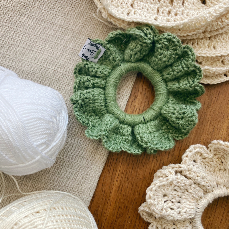 Chouchou Crochet - Vert kaki