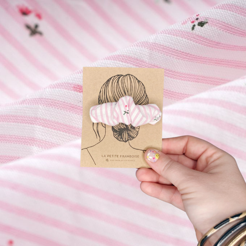 Pince Scrunchy - Rayé rose