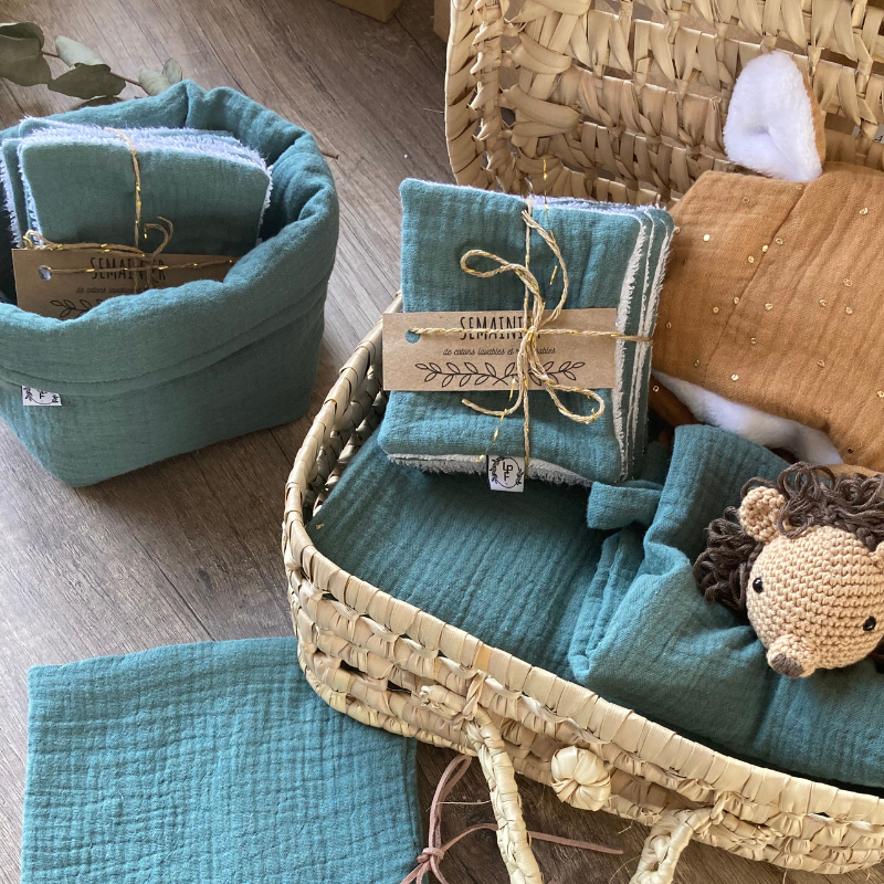 Panier et Semainier de Cotons Lavables - SUR COMMANDE