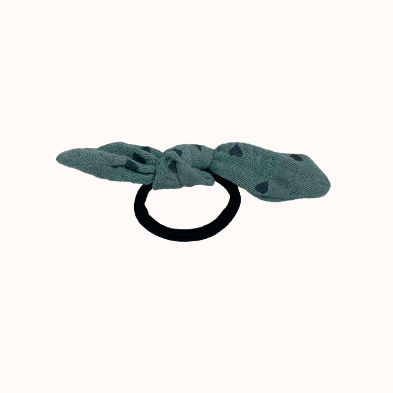 Petit Élastique - Vert de gris motif coeur