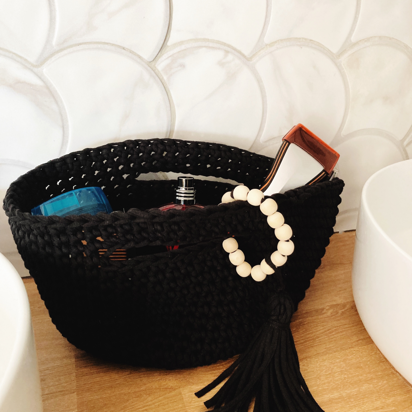 Panière en crochet – Noire