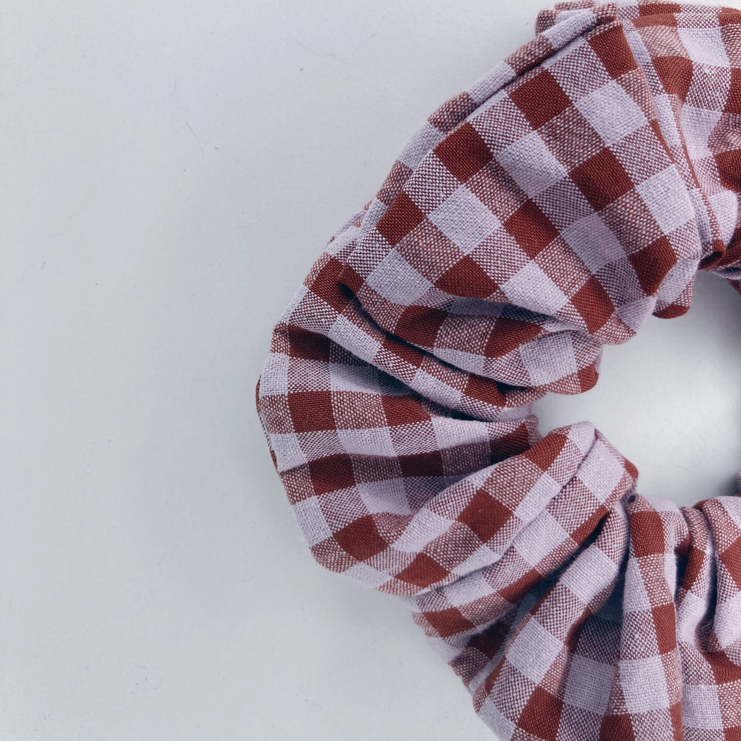 Chouchou Tissu - Vichy marron / parme