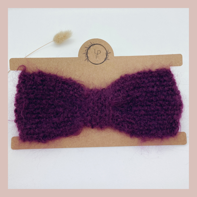 Bandeau bébé en mohair - Prune
