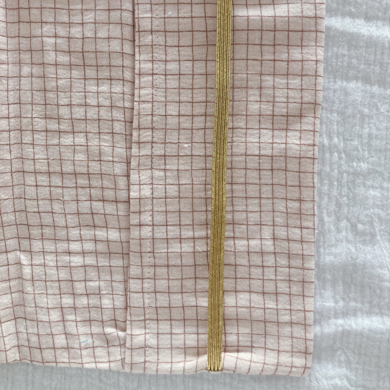 Protège carnet de santé - Gaze de coton Carreaux beige