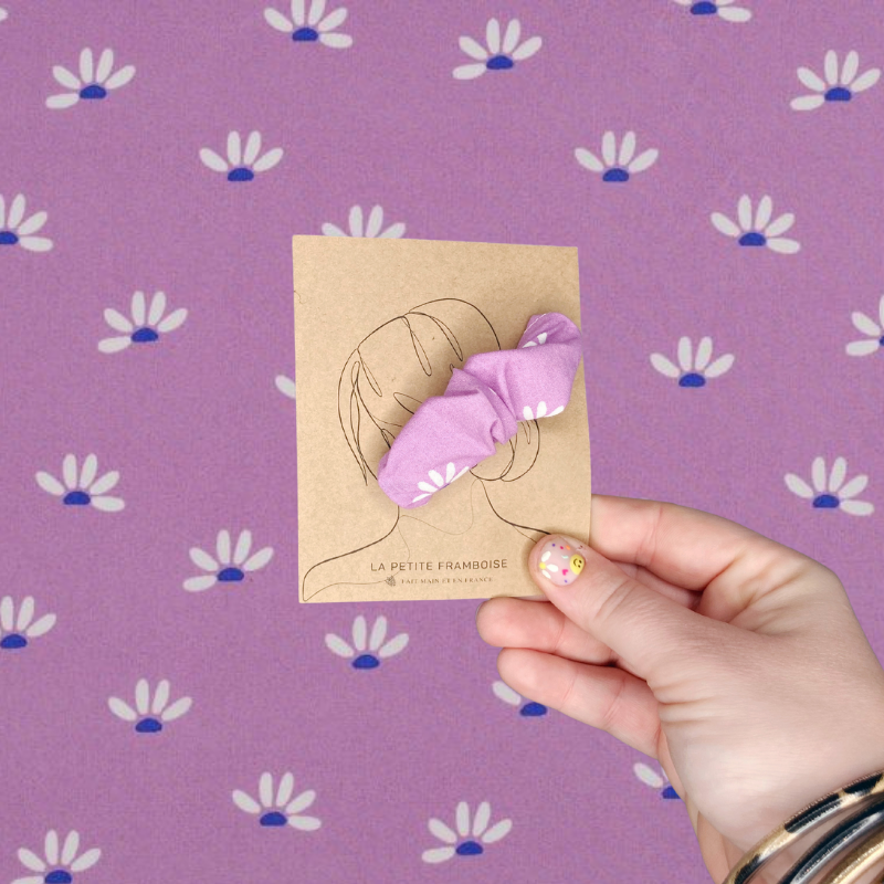 Pince Scrunchy - Violet et demi marguerite
