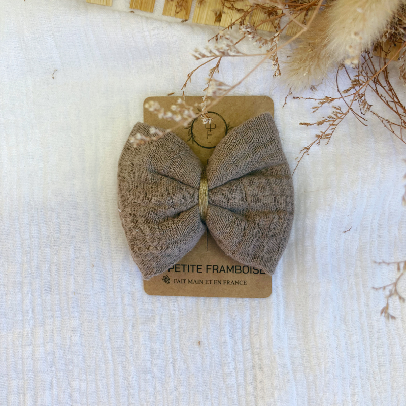 Barrette Nœud - Taupe