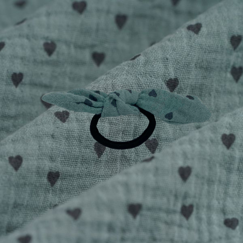 Petit Élastique - Vert de gris motif coeur