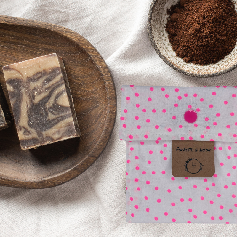 Pochette à Savon Imperméable – Pois rose fluo