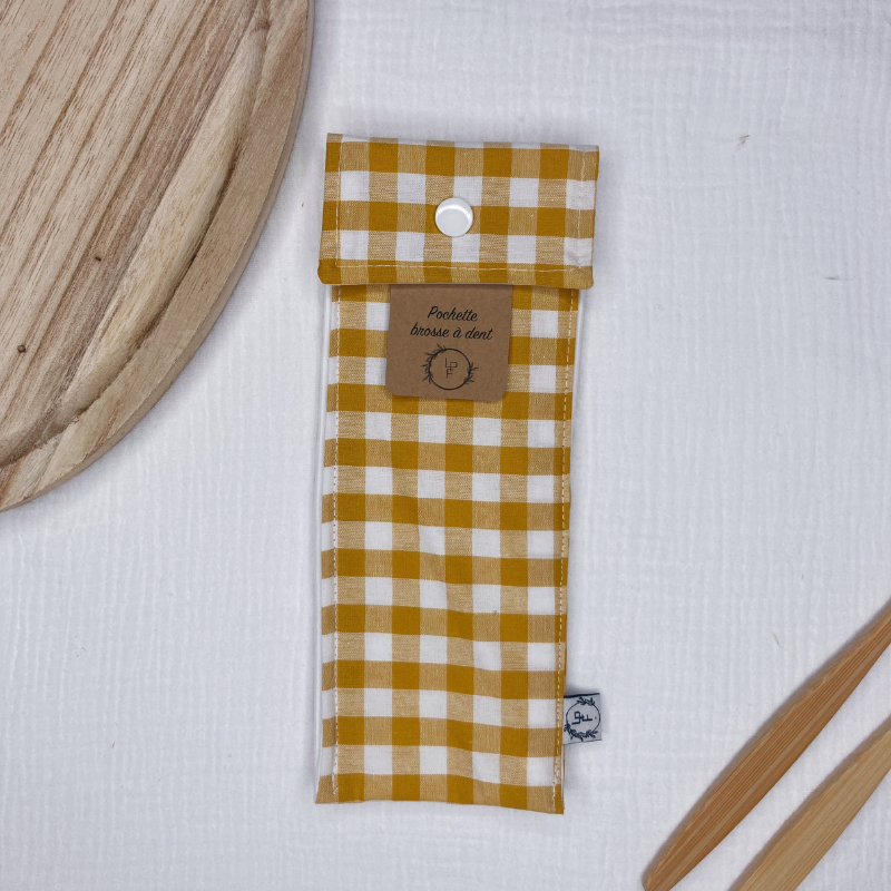 Pochette à Brosse à Dents Imperméable - Vichy jaune