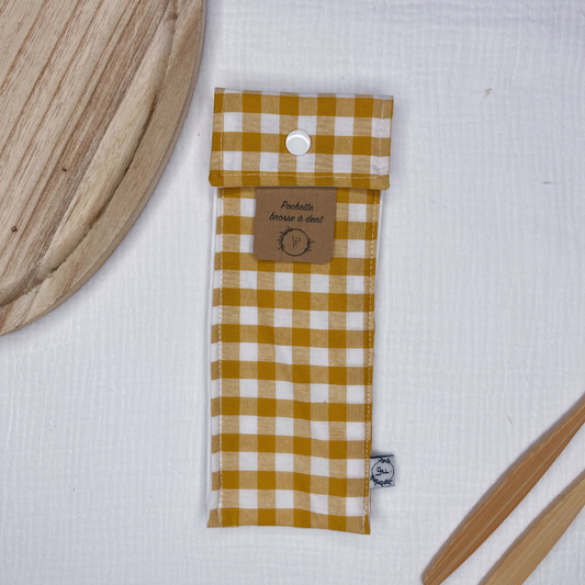 Pochette à Brosse à Dents Imperméable - Vichy jaune