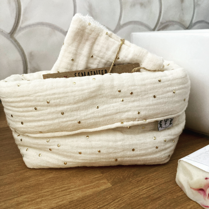 Panier et Semainier de Cotons Lavables - SUR COMMANDE
