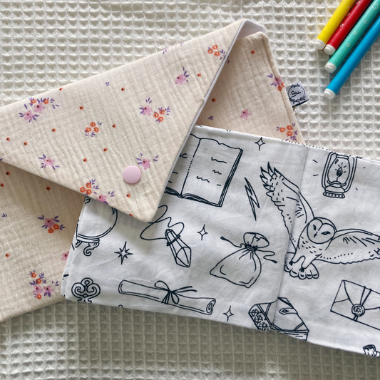 Kit à Colorier Lavable - Gaze de coton Beige à fleurs - La Petite Framboise