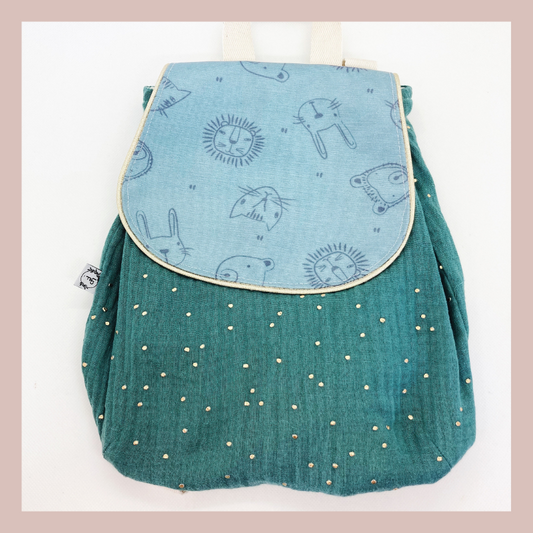 Sac Bout'chou - Vert De Gris à pois dorés