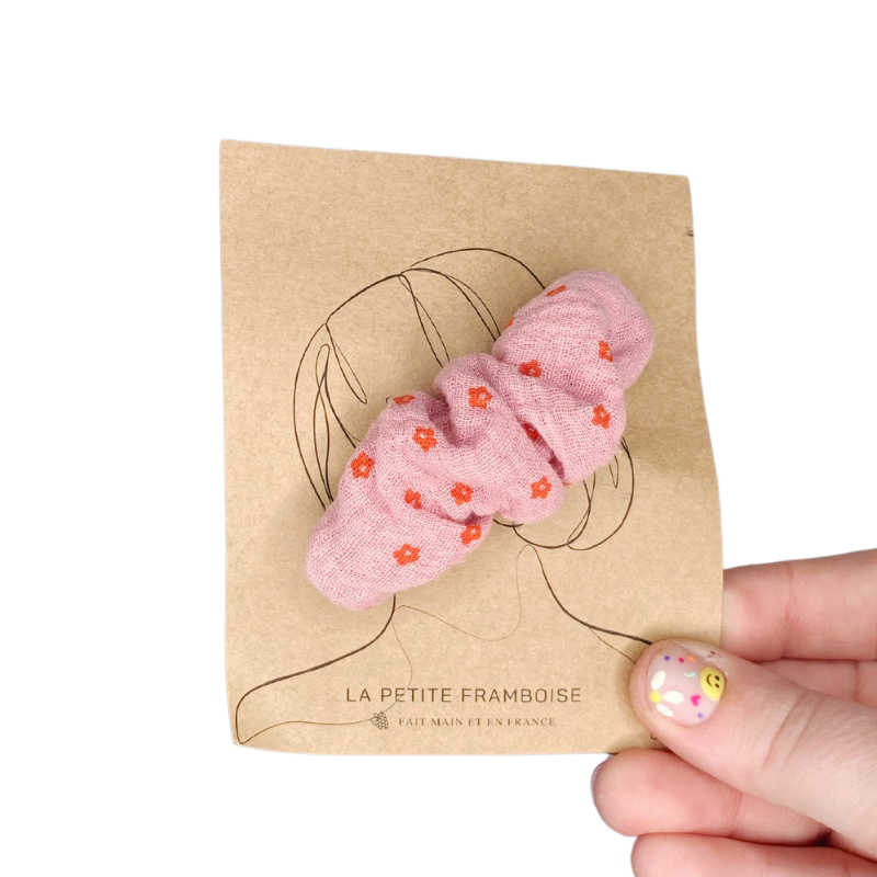 Pince Scrunchy - Marsala à fleur rouge