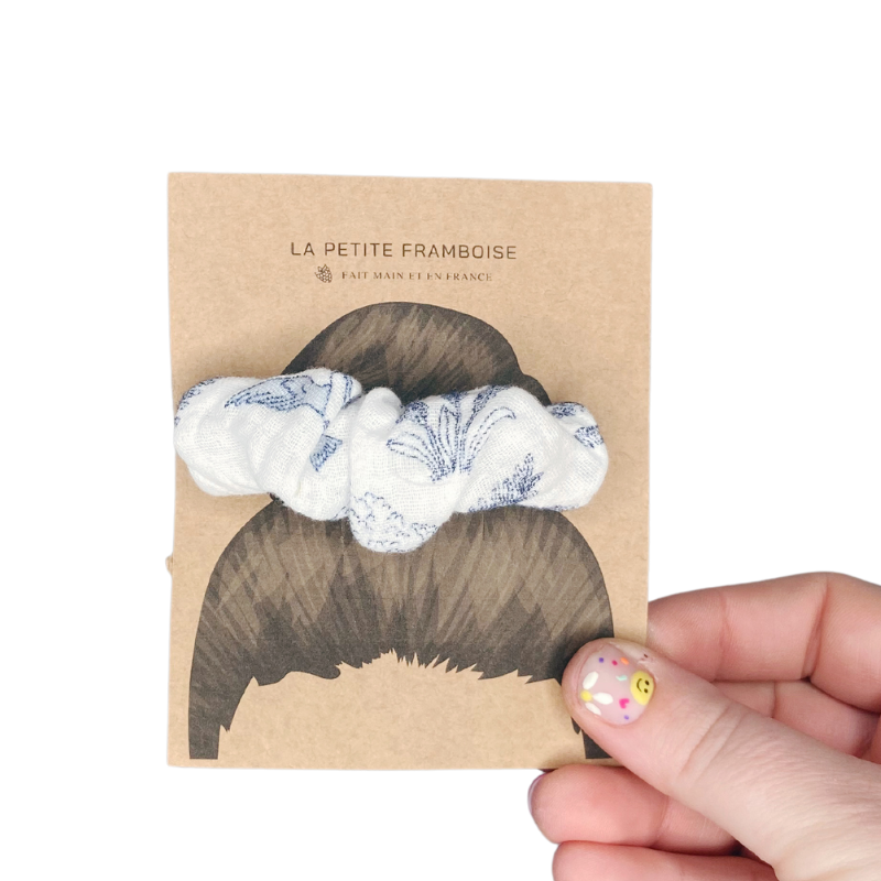 Pince Scrunchy - Blanc et animaux bleu