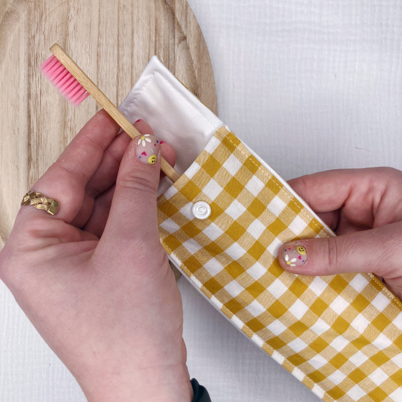 Pochette à Brosse à Dents Imperméable - Vichy jaune