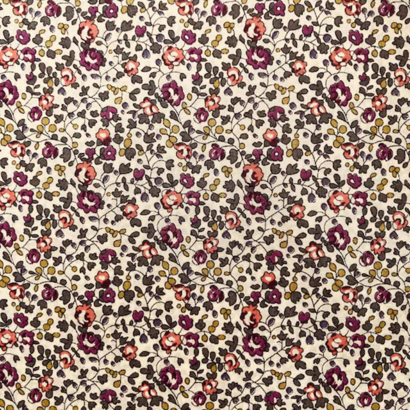 Élastique Nœud - Beige / fleur vert et violet