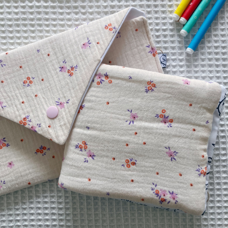 Kit à Colorier Lavable - Gaze de coton Beige à fleurs