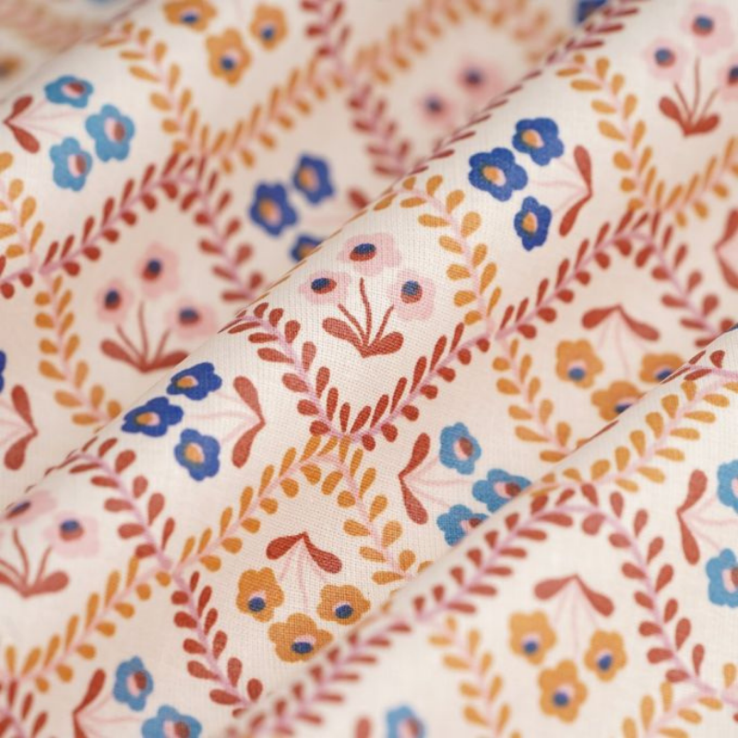 Attache tétine - Ecrue losange fleuri