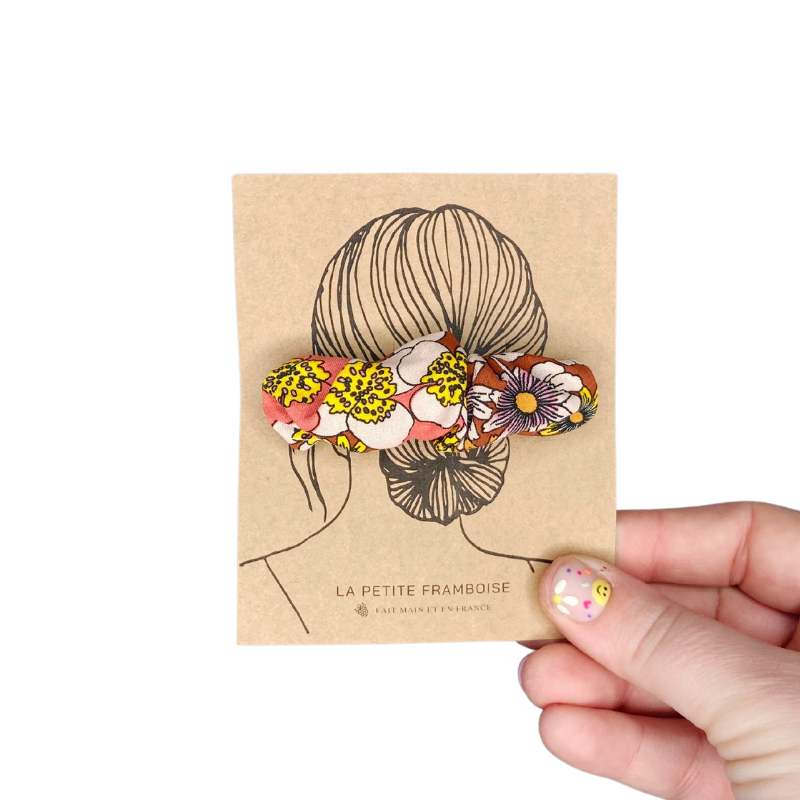Pince Scrunchy - Brique à fleur jaune