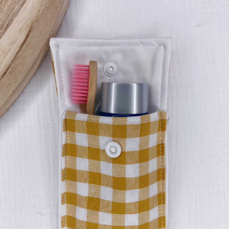 Pochette à Brosse à Dents Imperméable - Vichy jaune