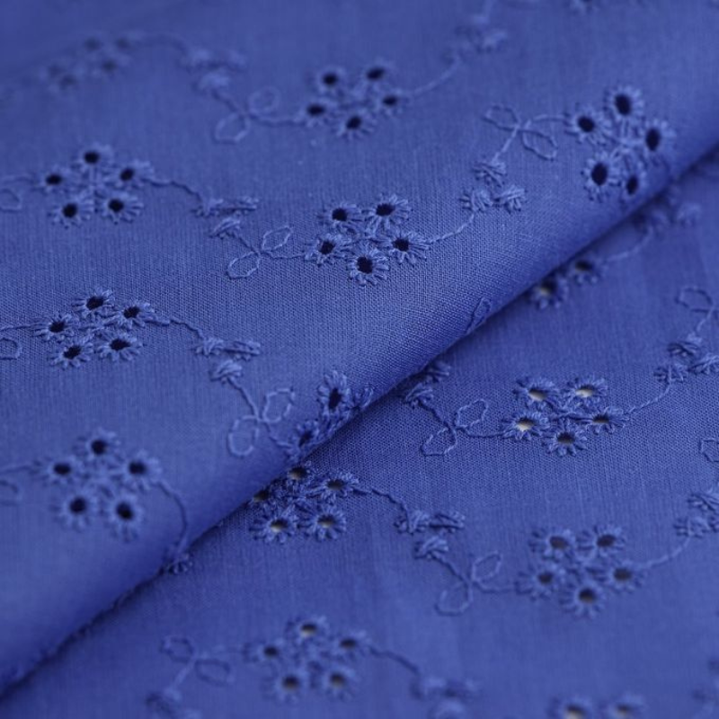 Chouchou Tissu - Broderie anglaise bleu