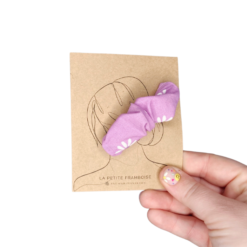 Pince Scrunchy - Violet et demi marguerite