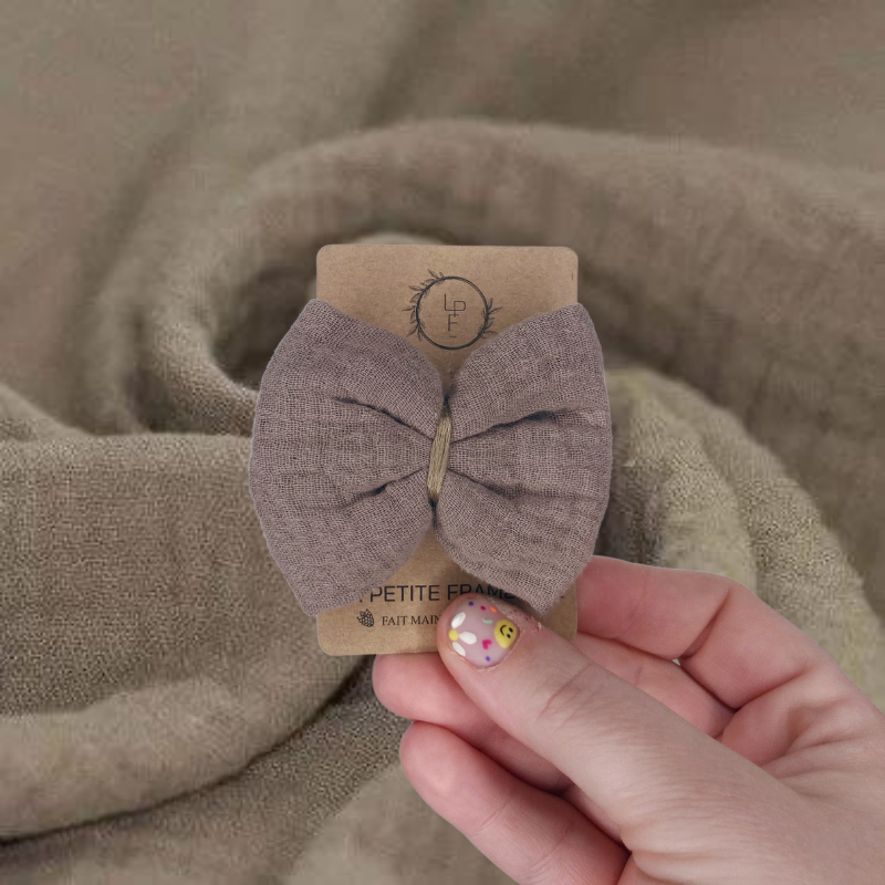 Barrette Nœud - Taupe