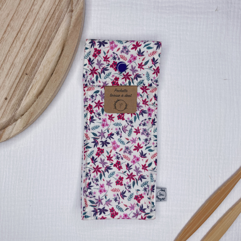Pochette à Brosse à Dents Imperméable - Fleuri rose/violet