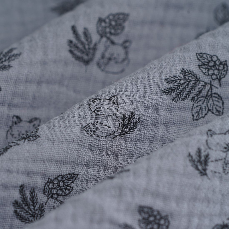 Bavoir Maternelle - Gaze de coton bleu / renards - La Petite Framboise