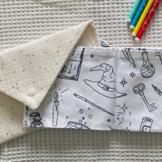 Kit à Colorier Lavable - Gaze de coton Écrue à pois dorés - La Petite Framboise