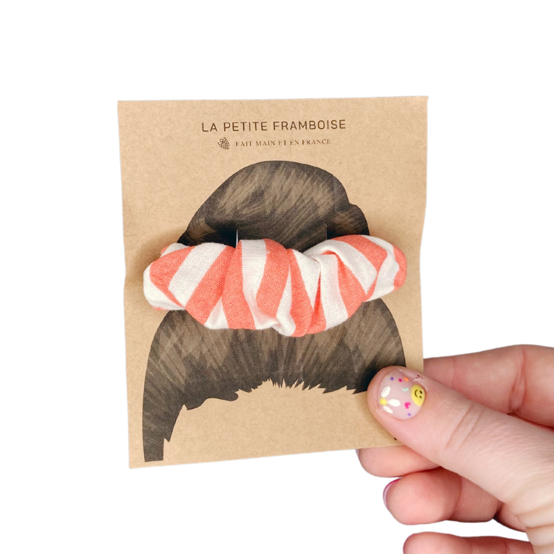 Pince Scrunchy - Rayé corail/blanc