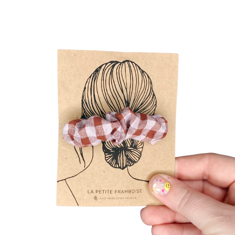 Pince Scrunchy - Vichy mauve/marron